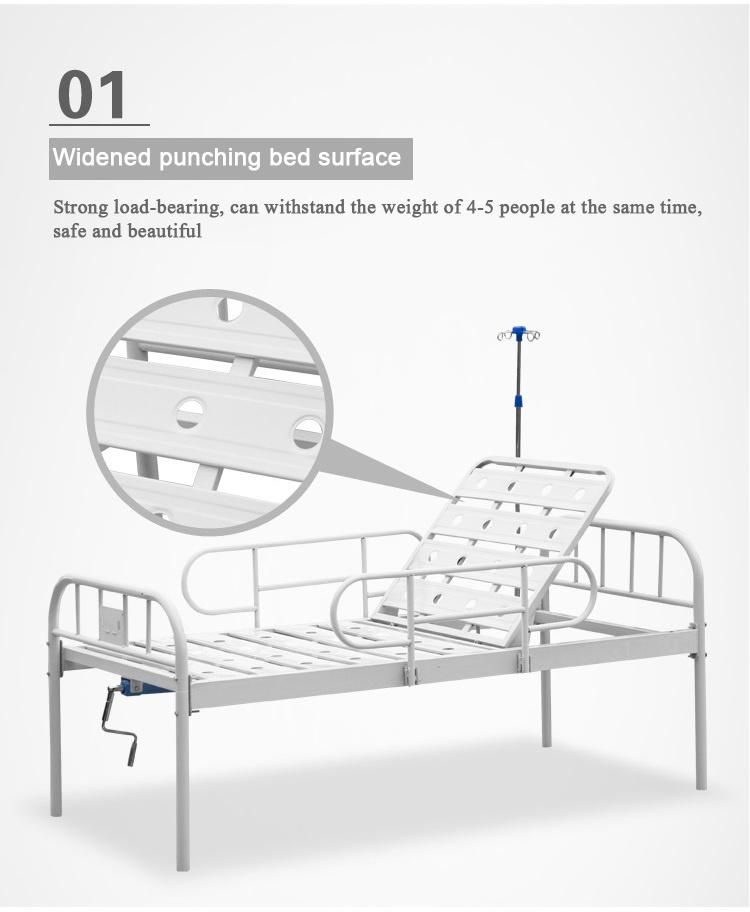 Cheap Simple Single Manual Medical Equipment Metal Headboard Mesh Clinic Economic Hospital Patients Bed
