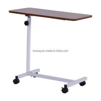 Adjustable Medical Rotary Knob Overbed Table Wooded