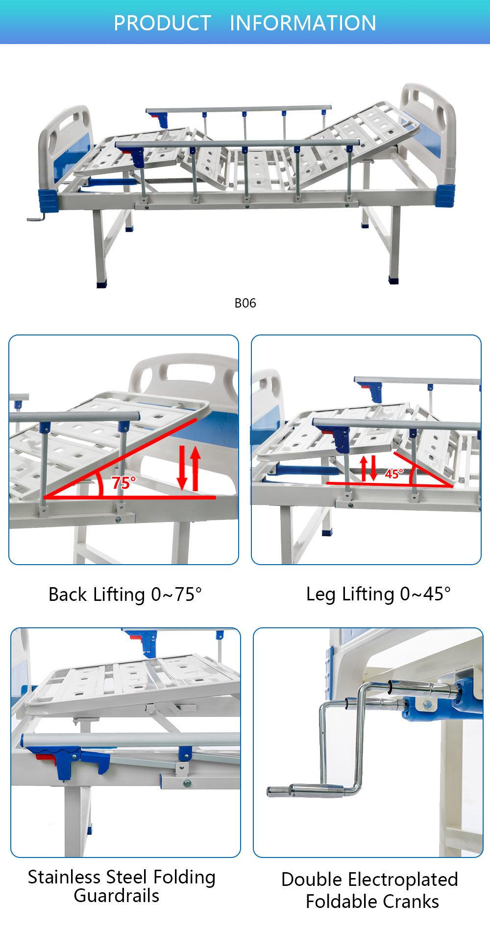 2 Crank Manual Hospital Bed with Side Rails B06