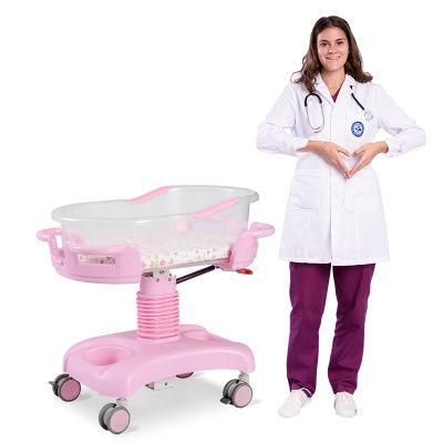 Hyaline Plastic Hospital Baby Crib with Height Adjustable
