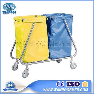 Bss025/026 Stainless Steel Linen Cleaning Waster Cart Trolley with Double Dust Bag