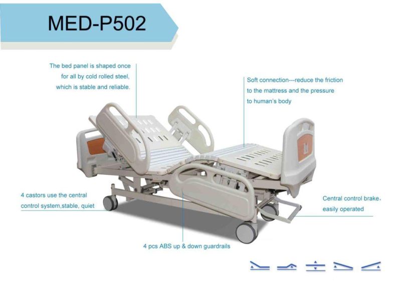 Multifunctional Electric Adjustable Hospital Bed with Overbed Table