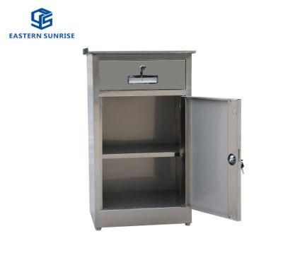 Hospital Ward Cabinet Stainless Steel Bedside Table Bedstand Cupboard with Lock