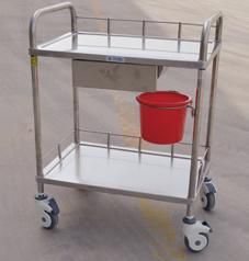 High Quality Hospital Medical Cart Emergency Stainless Steel Treatment Trolley with Drawer and Trash Surgical Instrument