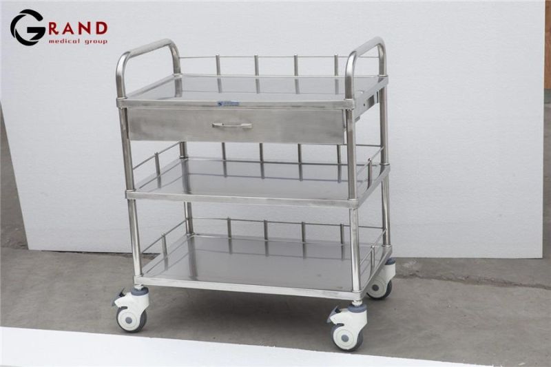 B35 Single Rod Square Plate Bracket Removed Cleaning Four Wheels Pure Stainless Steel Square Plate Tray with Single Rod for Hospital Hospital Furniture
