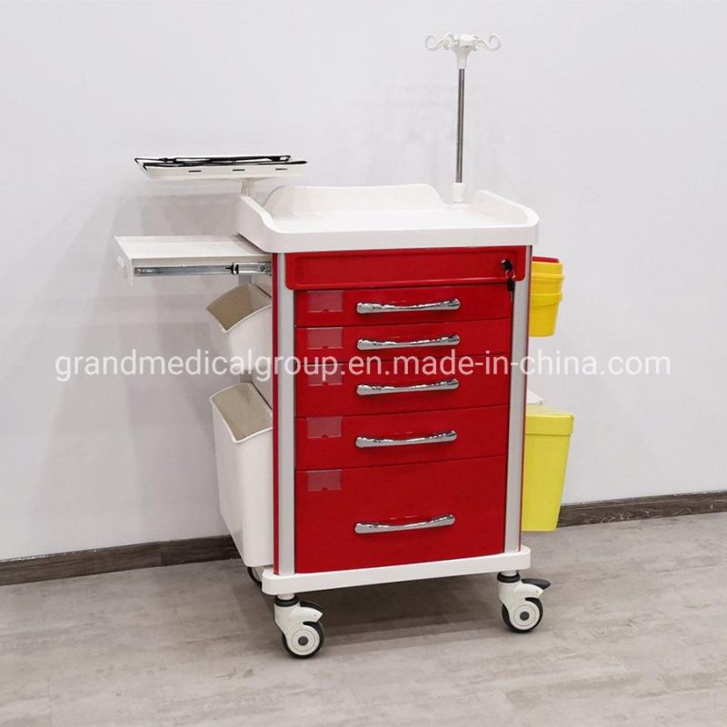 China High Quality Hospital Furniture Manufacture ICU CPR Medical ABS Medicine Cart Drug Delivery ABS Crash Resuscitation Trolley for Surgical Equipment