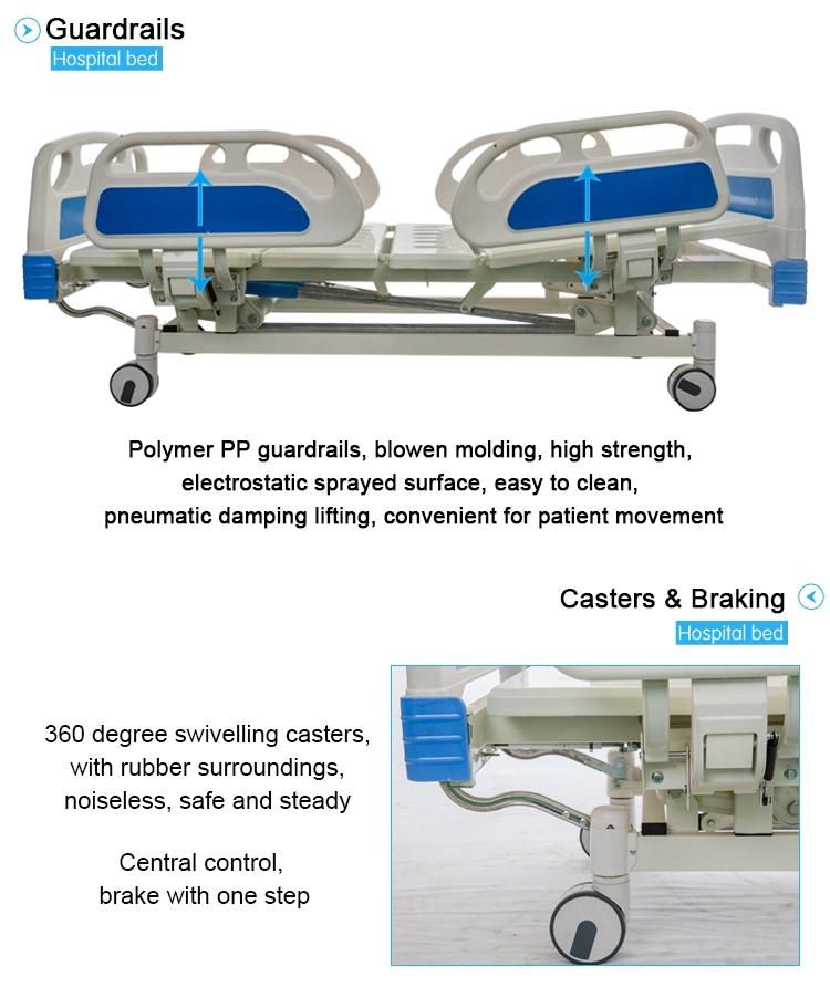 Manual Three Function Patient Beds Medical Clinic Hospital Bed