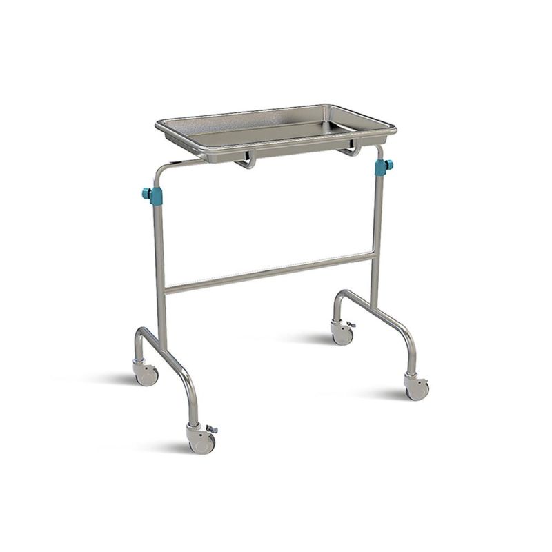 Stainless Steel Hospital Mayo Trolley with Wheels for Medical Equipment