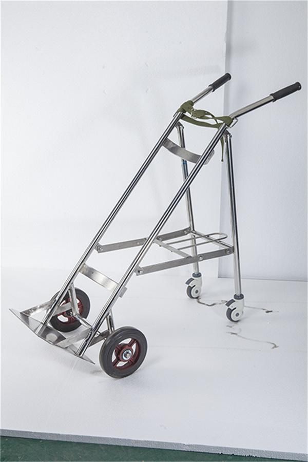 Hospital Instrument Mobile Oxygen Bottle Cart Medical Stainless Steel Oxygen Cylinder Trolley