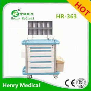 Blue ABS Anesthesia Trolley / Instruments Trolley with Shelf &amp; Side Bin
