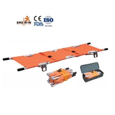High-Grade Stainless Steel Portable Folding Pole Stretcher Bed