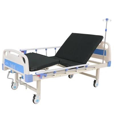 Promote Aluminum Side Rail Bed for Hospital Patient Two Cranks Hospital Sick Bed Medical Movable Bed