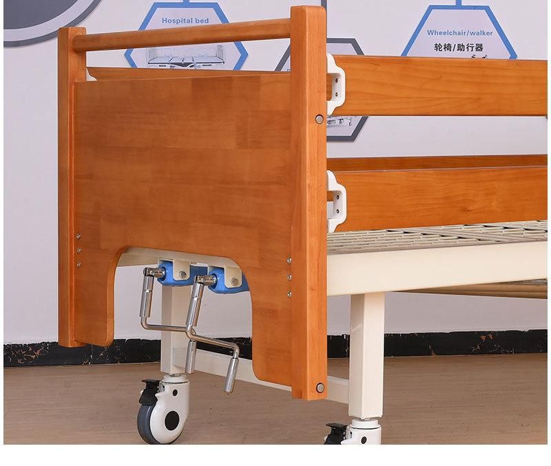 High Quality Multifunctional Nursing Bed Home Wooden Long-Term Bedridden Elderly Patient Lift Guardrail Lift Back Leg Hospital Bed