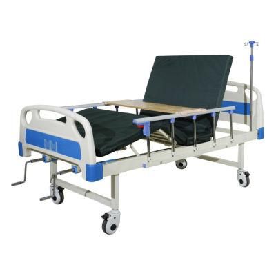Cranks 2 Function Foldable Clinic Furniture Medical Nursing Patient Adjustable Manual Hospital Bed with Casters