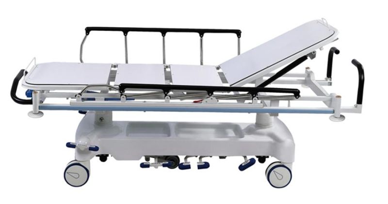 Hospital Ambulance Transfer Bed Medical Trolley Luxury Hydraulic Flat Patient Transfer Vehicle Stretcher Cart