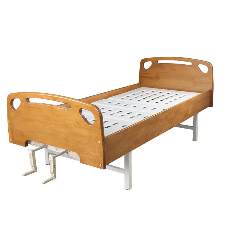 HS5002m 2 Crank Manual Wooden Homecare Rehabilitation Nursing Bed with Mattress