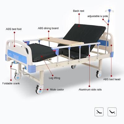 Factory Direct Two Function Medical Hospital Nursing 2 Crank Manual Patient Bed for Sale