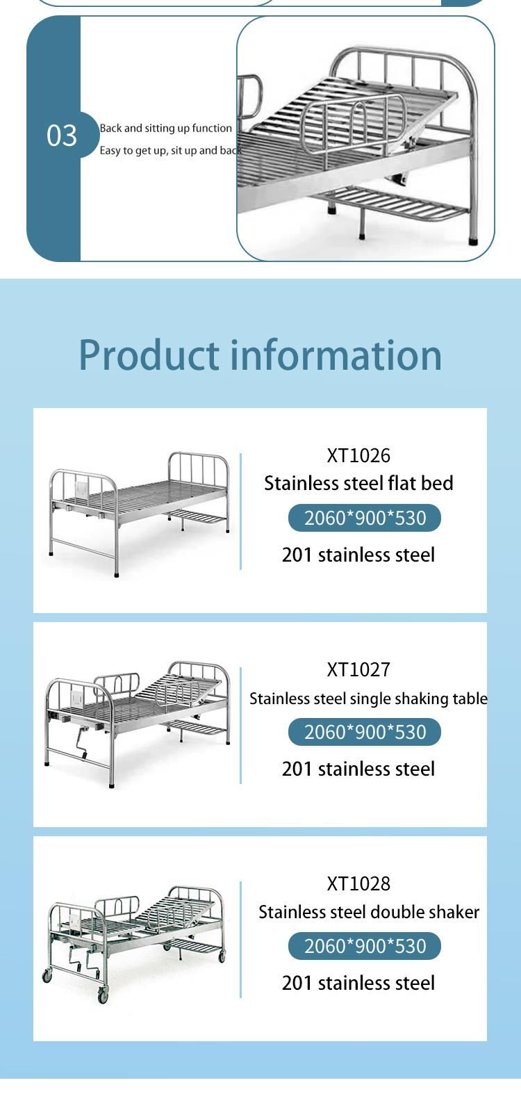 Medical Furniture Manual Sickbed (stainless steel headband double rocker)