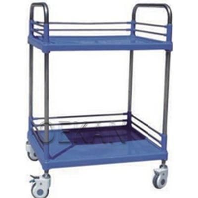 Hospital Instrument Trolley Cart Hospital Plastic Mobile Double Layers Trolley