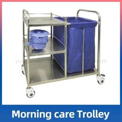 Stainless Steel Oxford Cloth Hospital Morning Nursing Trolley Morning Care Nursing Cart