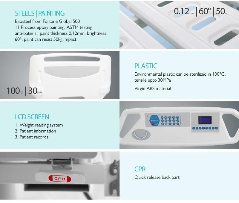 Sk002-9 Electric Five Functions Adjustable Rehabilitation Patient Hospital Care Bed