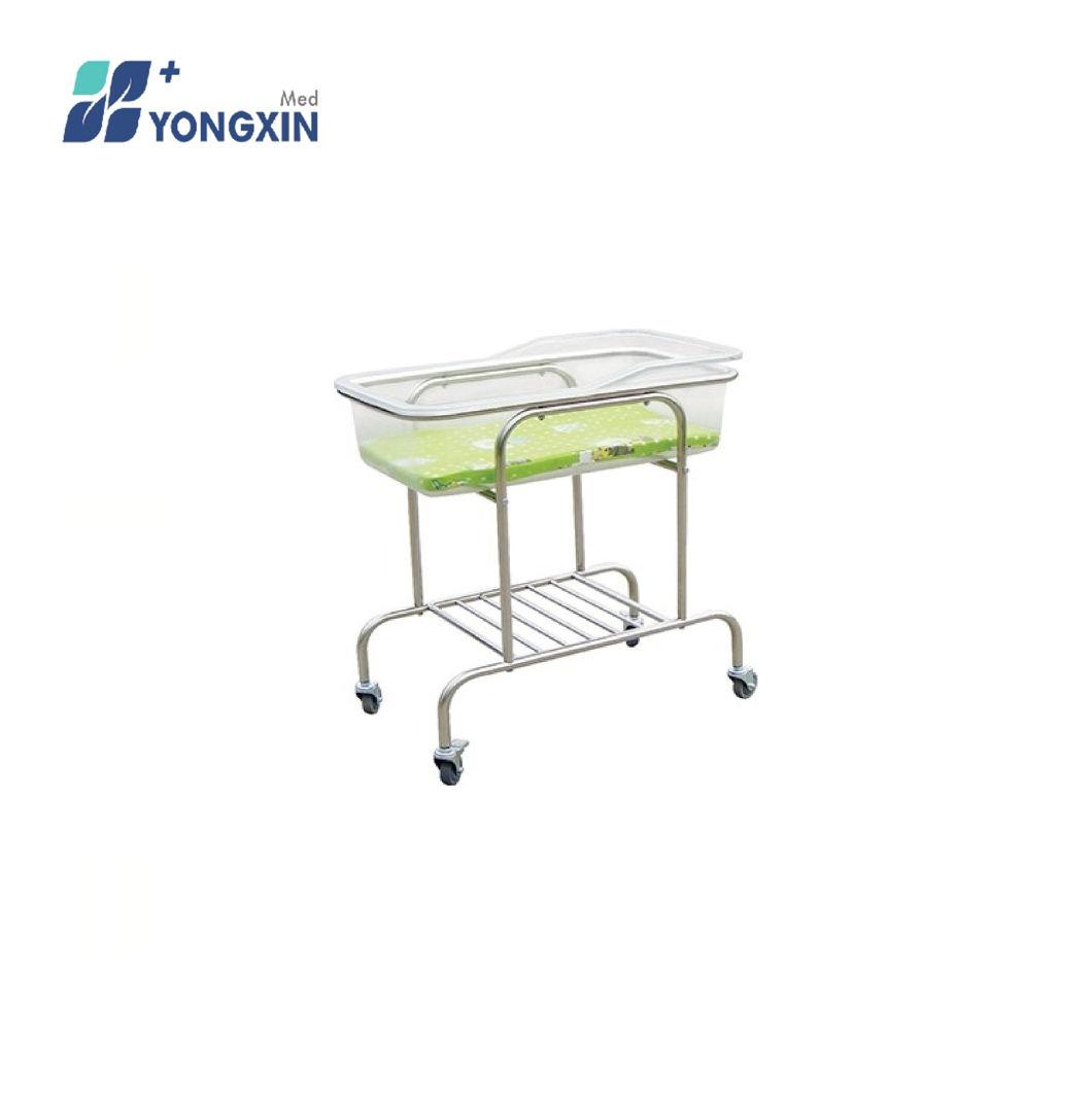 Yx-B-4 Stainless Steel Medical Bed for Infant (unchangeable) , Baby Cot with Lockable Castors