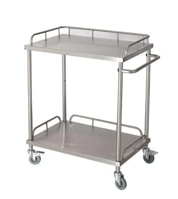 Stainless Steel Two Shelves Hospital Medical Instrument Trolley