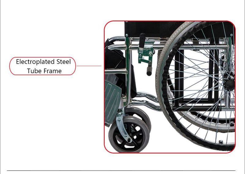 Manufacturer Direct Sale Foldable Wheelchair with Handle Brake Ds-24dz