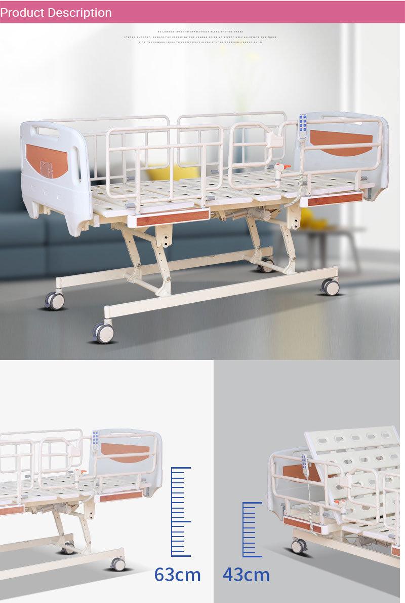 Remote Control Electric Nursing Bed Multi-Functional Back-Lifting and Leg-Raising Convalescent Bed Folding Guardrail Hospital Bed for Sale