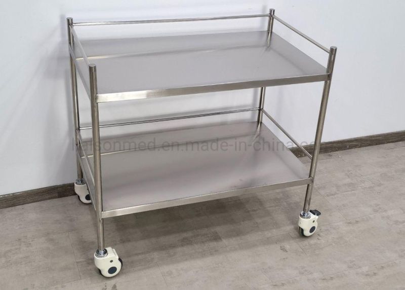Mn-SUS052 Advanced Welding Double Layers Stainless Steel Medical Trolley