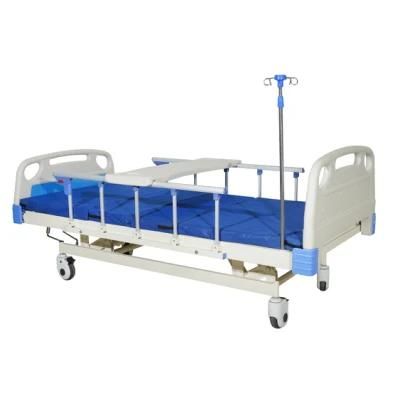 3 Function Central Brake Manual Hospital Medical Patient Care Bed with Stainless Steel Alloy Side Rails