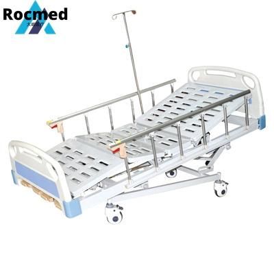 Steel and Aluminum Siderail ABS Manual Bed Hospital Medical Furniture with Cranks
