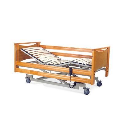 Hospital Medical Three Functions Homecare Nursing Wooden Head Electric Bed
