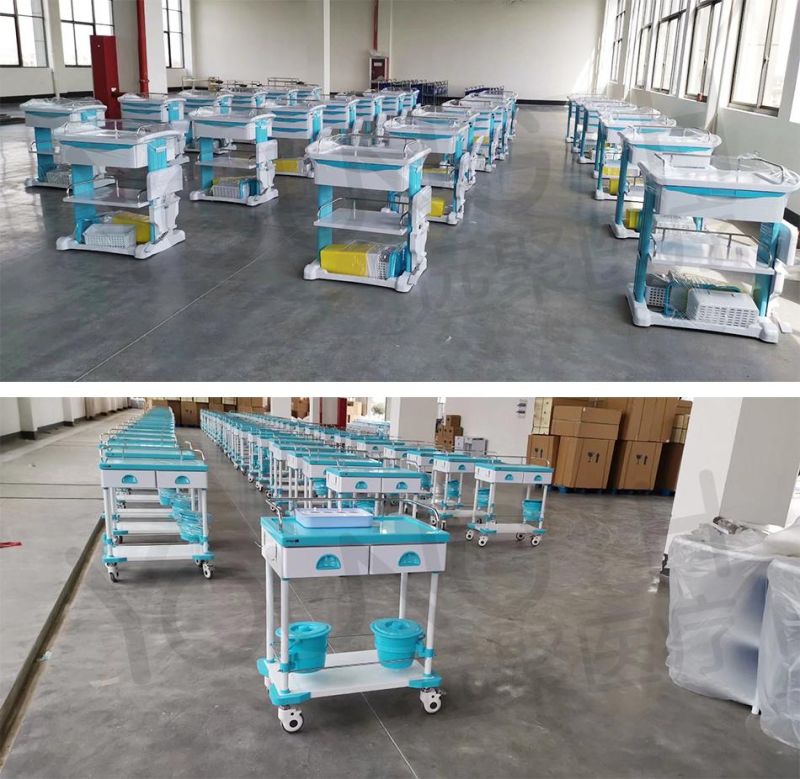 Mobile Hospital Medical ABS Nursing Treatment Trolley Cart with Drawers