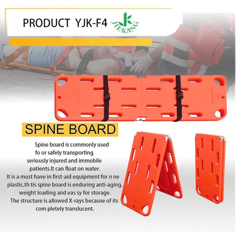 Hot Sale Medical Acceptable X-ray Plastic Folding Spine Board Stretcher