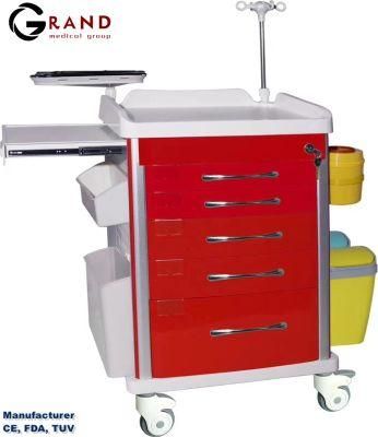 Hospital Crash Trolley Cart Mobile Nursing Cart Medicine Cabinet Medical Equipment Trolley CE FDA ISO for Medical Supply