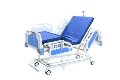 Electric Hospital Beds with Big Siderails 8cm Thickness Mattress, Back Leg Height Adjustment Factory Directly Sell, CE Marked