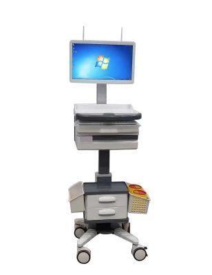 Mn-CPU001 Adjustable Height ABS Medical Trolley Hospital Computer Cart Mobile Computer Trolley