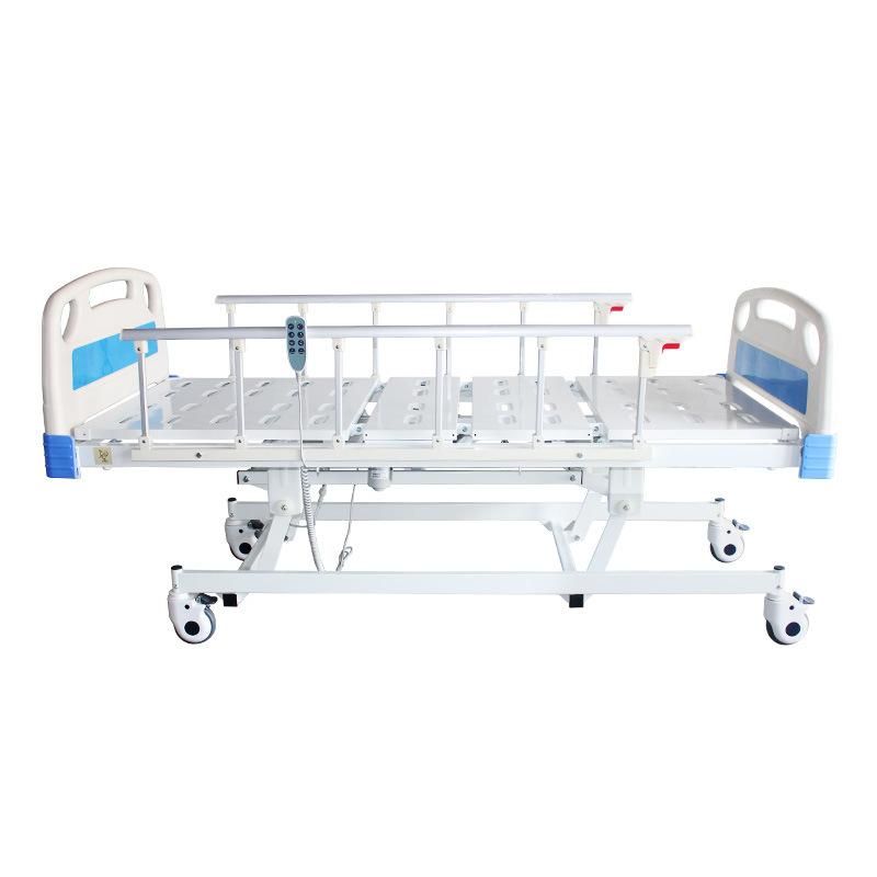HS5107G Three 3 Functions Electric Motorized Multifunctional Hospital Nursing Bed with Foldable Siderails and Low Position Function