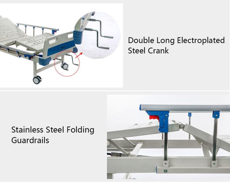Noise-Free Mute Wheel 2 Crank Hospital Medical Bed Bc02-2