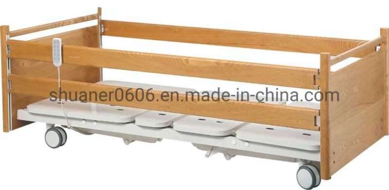 Hospital Folding Wooden Electric Adjustable 5-Function Home Nursing Care Bed for Elderly Patients