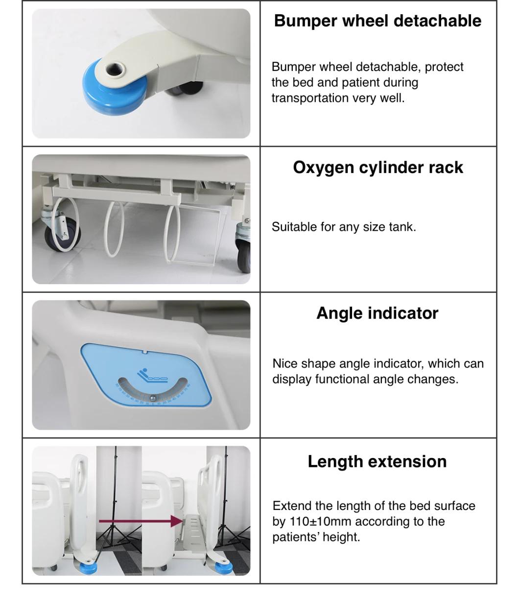 HS5122 Electric Adjustable HDPE Hospital Medical Bed with Castors for Patient