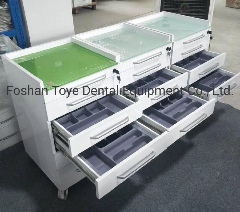 5 Drawer Glass Table Dental Cabinet