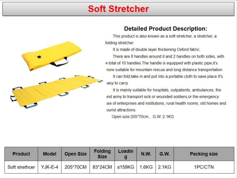 Emergency Waterproof Flexible Soft Stretcher for First-Aid Carry Sheet