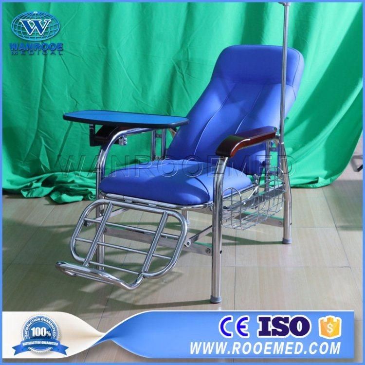 Hospital Ward Room Patients Moving Waiting Stainless Steel IV Drip Infusion Chair