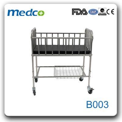 Hot Sale Hospital Movable Two Layes Pediatric Baby Cot Bed Crib