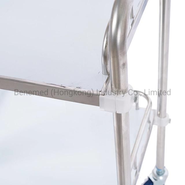 Hot Sale Hospital Stainless Steel Medical Cart Two Layers with Drawer Bmt-002