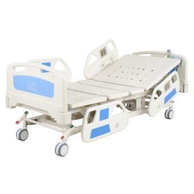 CE and ISO Manufacturer Five Function Electrical ICU Nursing Hospital Bed with IV Pole