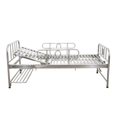 Stainless Steel Medical Furniture Hospital Equipment Manual Bed Two Cranks