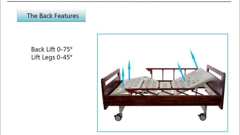 2 Function Wood Bedframe Medical Bed for Home Use Bc02-2c